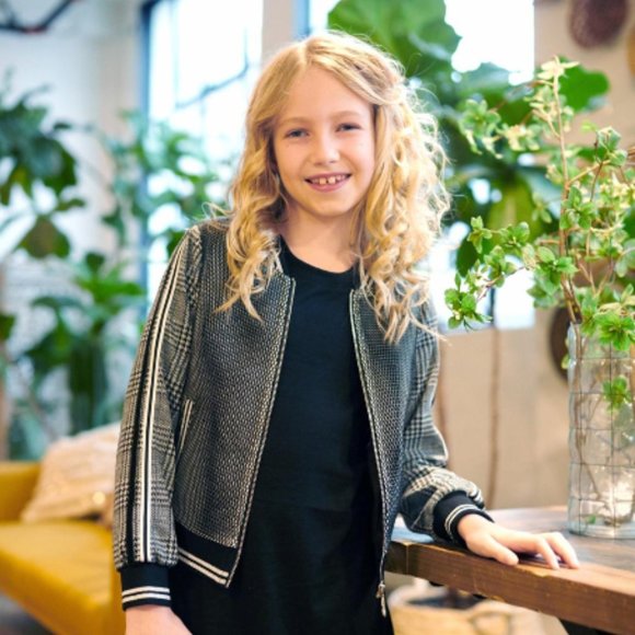 NEW Truly Me Girls Mixed Media Bomber Jacket Zipper 8 10 16 - Picture 4 of 4